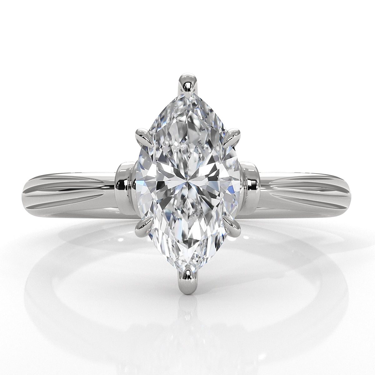 4.2g Ridged Solitaire Prong Set Lab Grown Diamond Engagement Ring IGI Certified 2.6mm 1.00 Ctw.